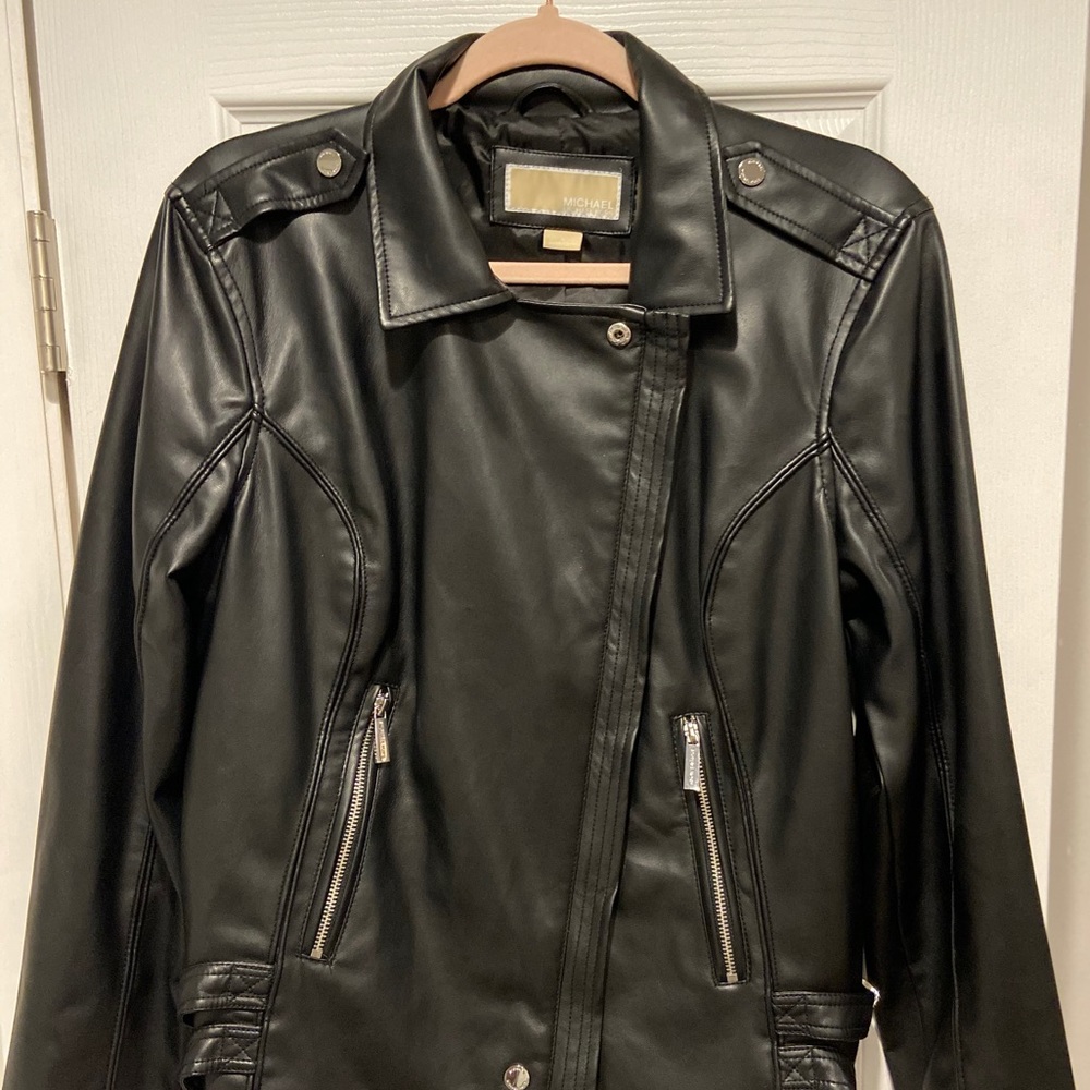 Michael Kors Women’s black leather biker jacket